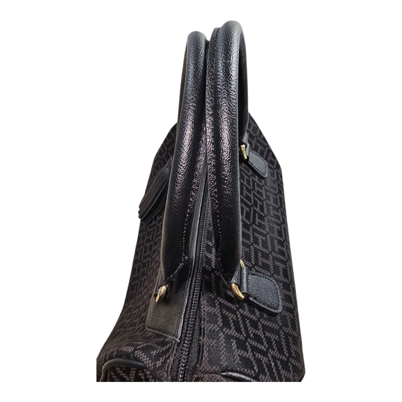 TOMMY HILFIGER Signature Jacquard Black Satchel with Large Tassel - Picture 4 of 8